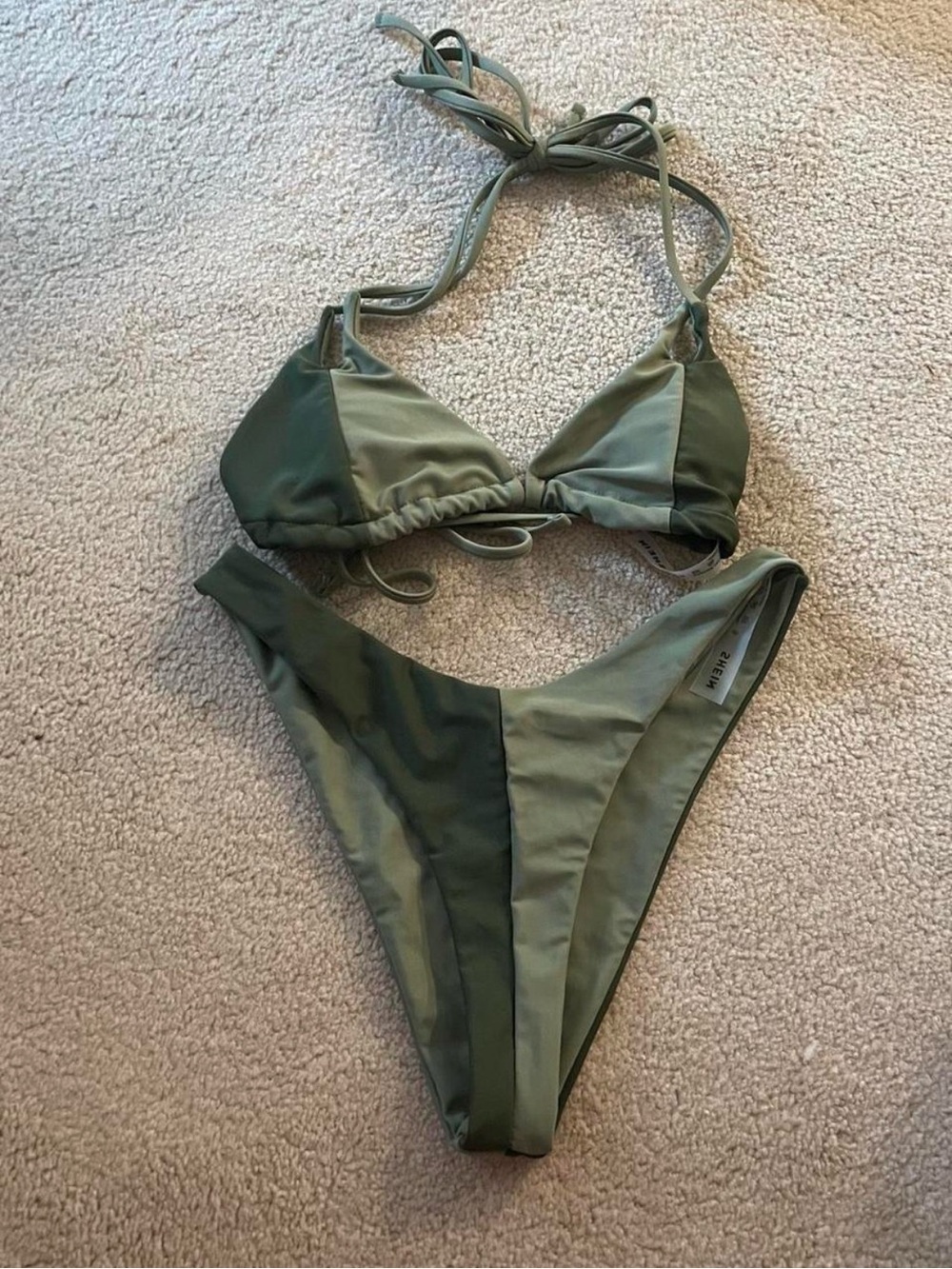 SHEIN Two-Tone Green Bikini set